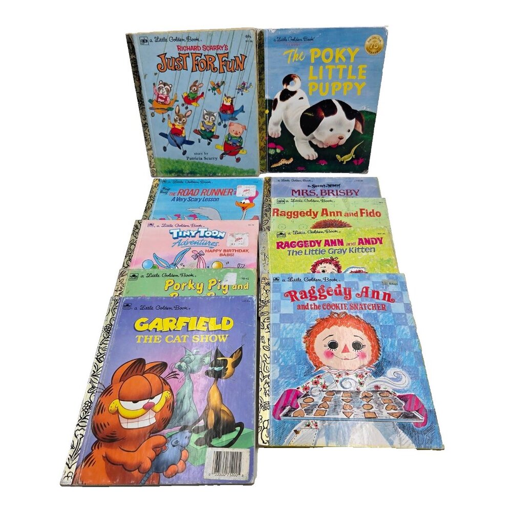 Little Golden Books Lot Hard Cover Vintage Raggedy Ann Poky Puppy Garfield Read